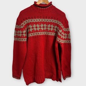 Vintage Eddie Bauer Wool Chunky Knit Sweater Women’s Medium Nordic Winter